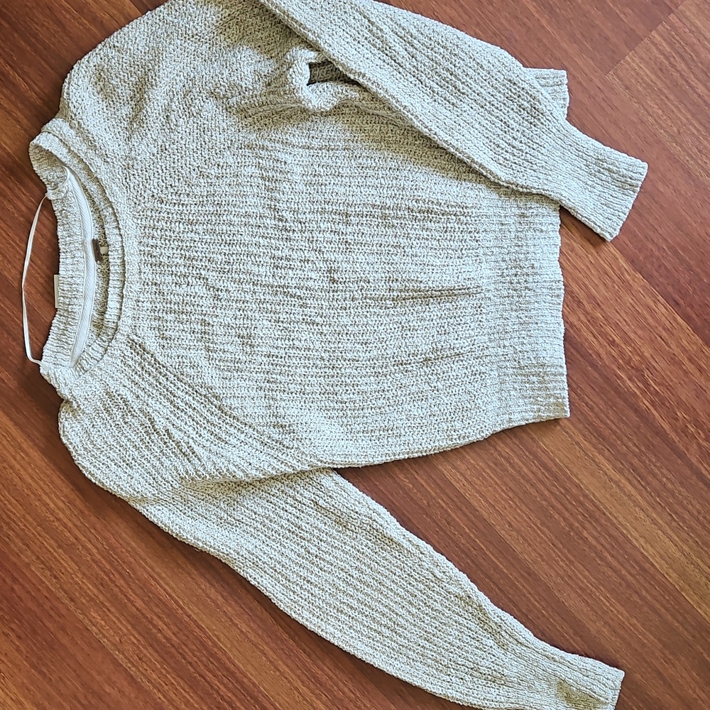 FREE PEOPLE FP Electric City Linen Knit Pullover Sweater Scoop Neck Tan, XS